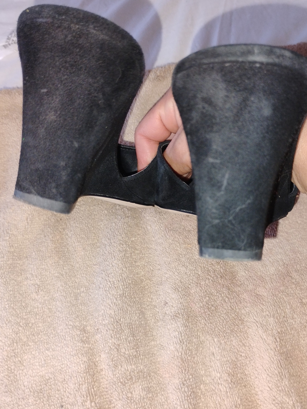 Sam Edelman Black Suede Open-Toe Heels - Picture 4 of 4